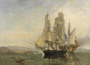 Clarkson Frederick Stanfield Action and Capture of the Spanish Xebeque Frigate El Gamo oil on canvas